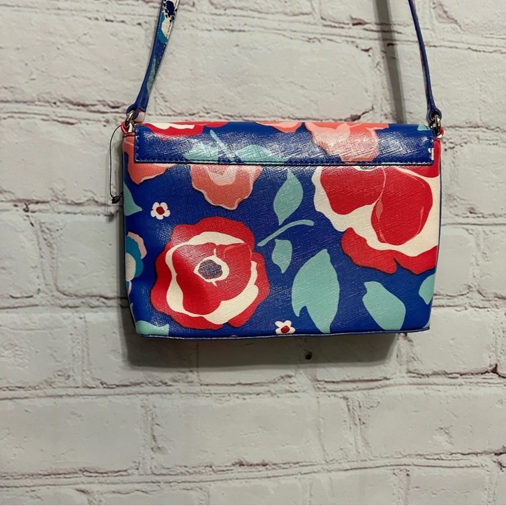 kate spade Blue Floral Crossbody Bag with Pink, Red and White Accents - Picture 2 of 8